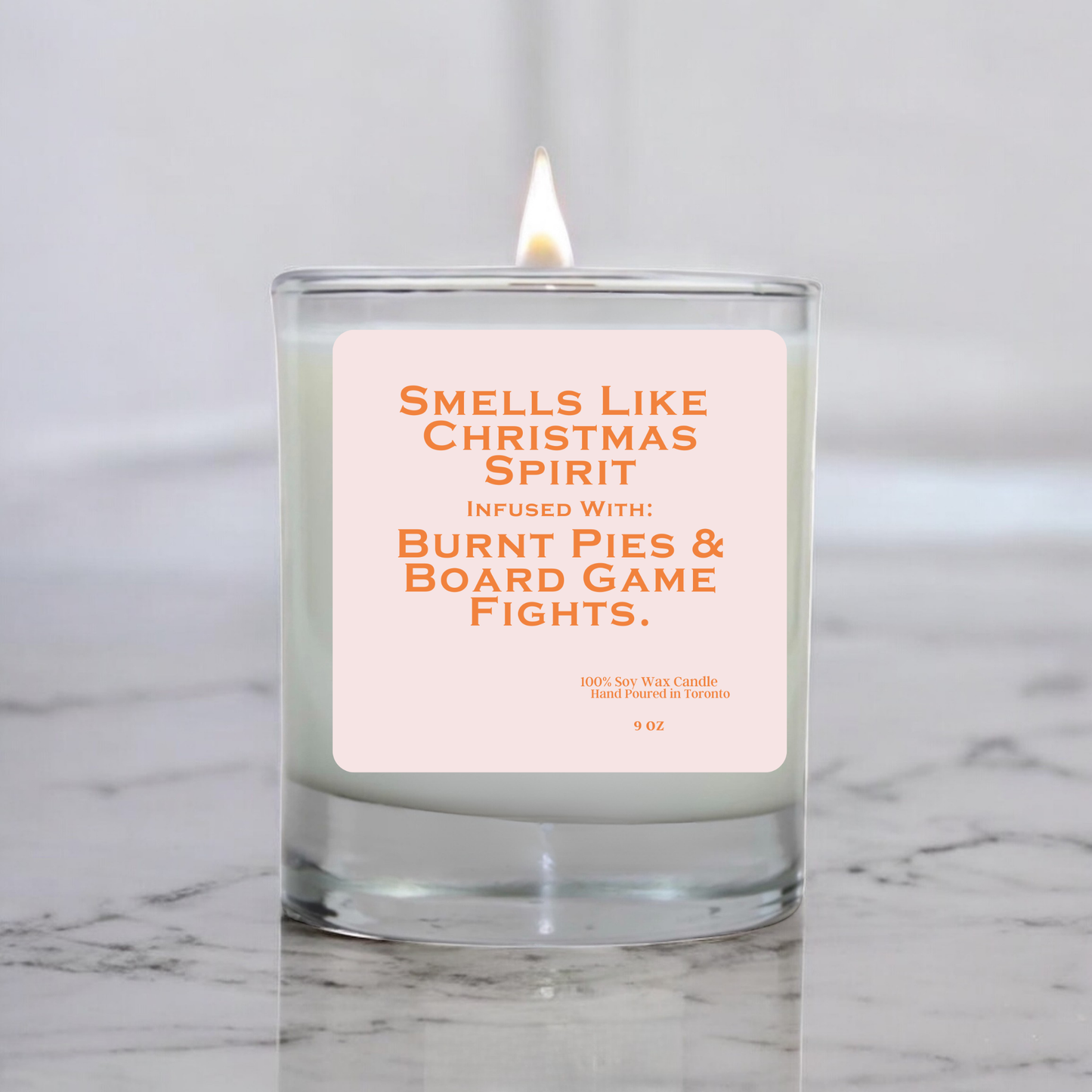 Smells Like Christmas Spirit Candle – Soy Wax with Wooden Wick, Funny Holiday Gift
