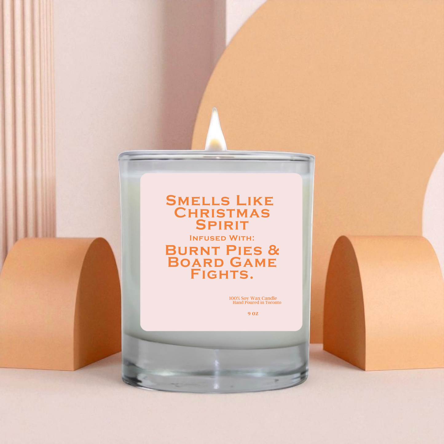 Smells Like Christmas Spirit Candle – Soy Wax with Wooden Wick, Funny Holiday Gift