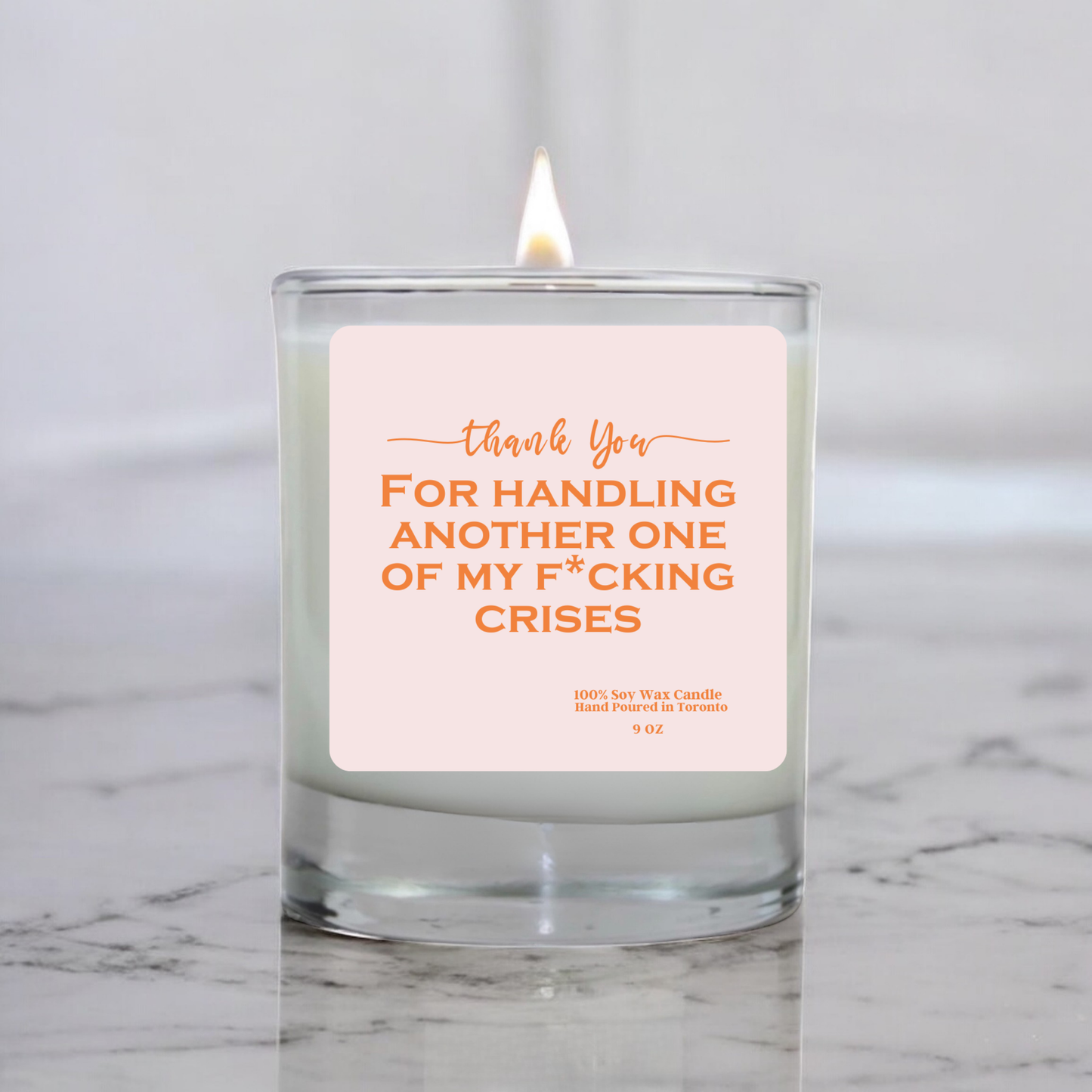 Thank You Candle | Funny Friendship Gift | “Thank You for Handling Another One of My F*cking Crises” | Soy Wax Candle | Hand Poured