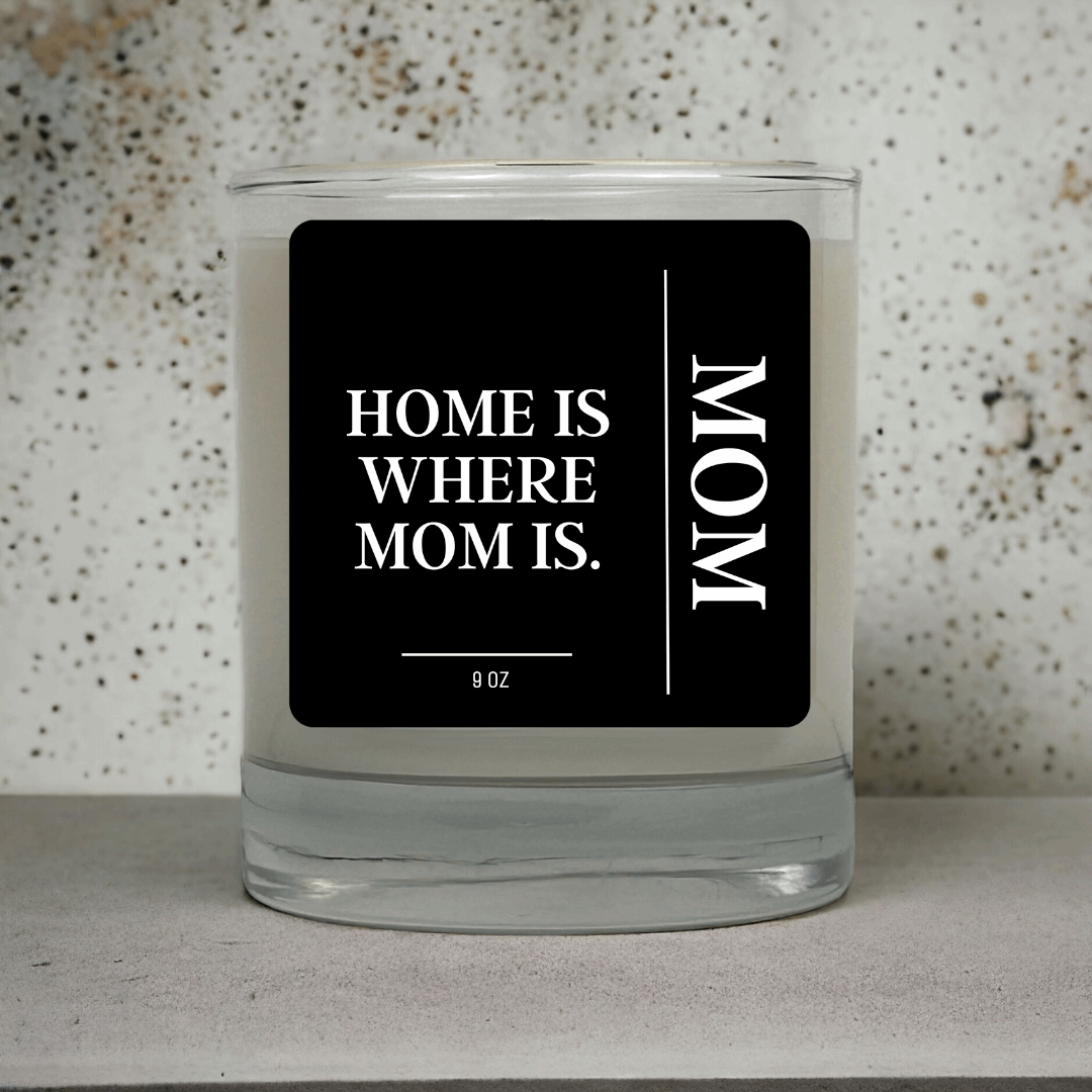 Soy Wax Scented Home is Where Mom Is Candle With A Wooden Wick for Mother's Day