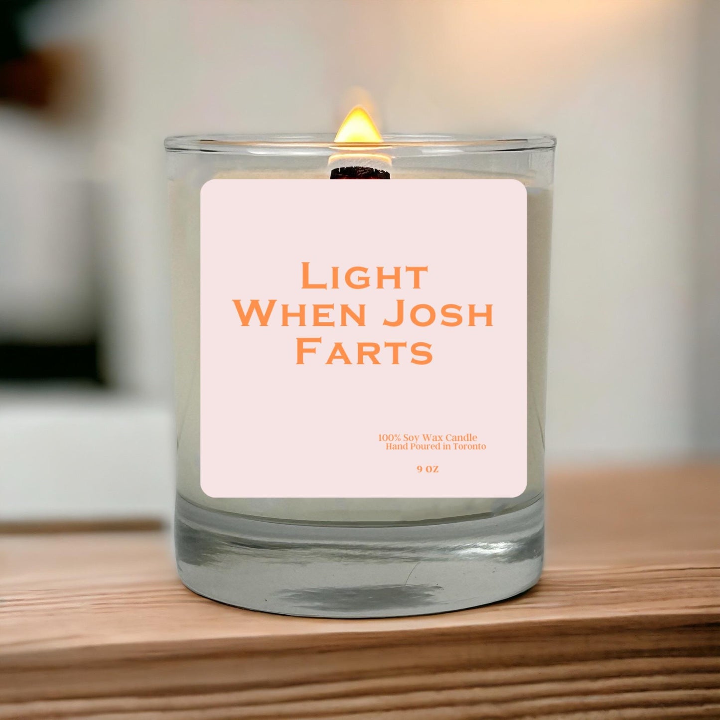 Funny Candle – Light When Josh Farts – Gag Gift, Personalized Soy Candle for Him, Joke Gift for Friends & Couples