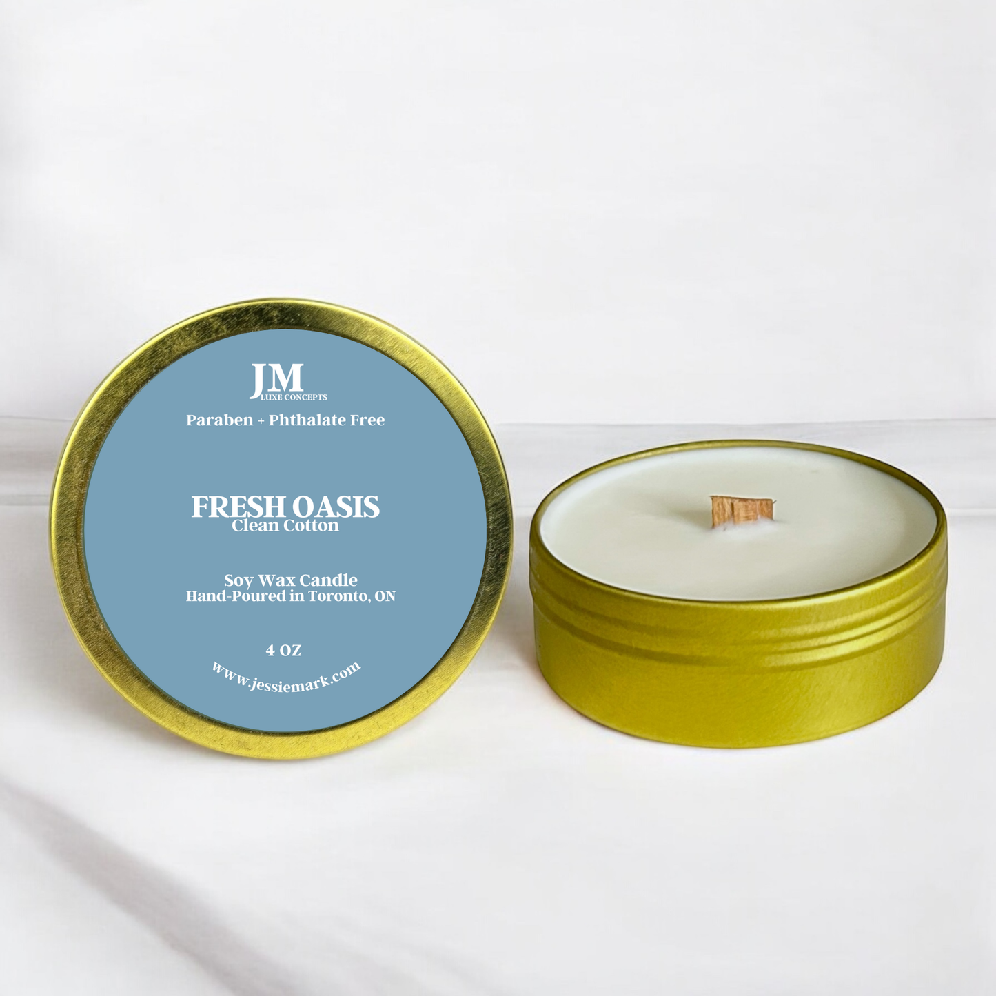 Clean Cotton Travel Candle – Fresh Linen Scent, 4 oz Soy Wax Candle