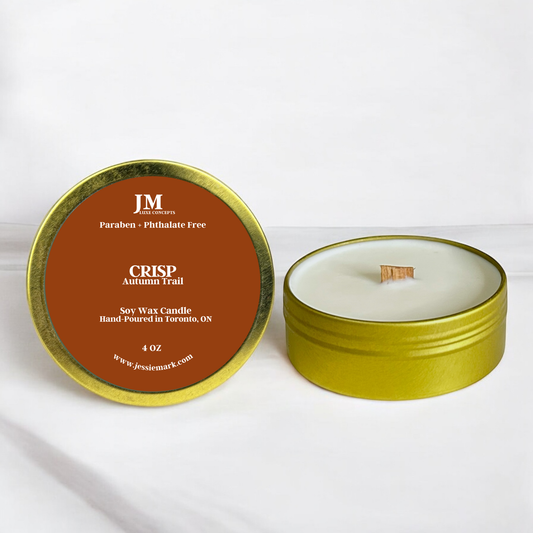 Autumn Trail Travel Tin Candle – Warm & Inviting Fall Scent with Wooden Wick, 4 oz Soy Wax