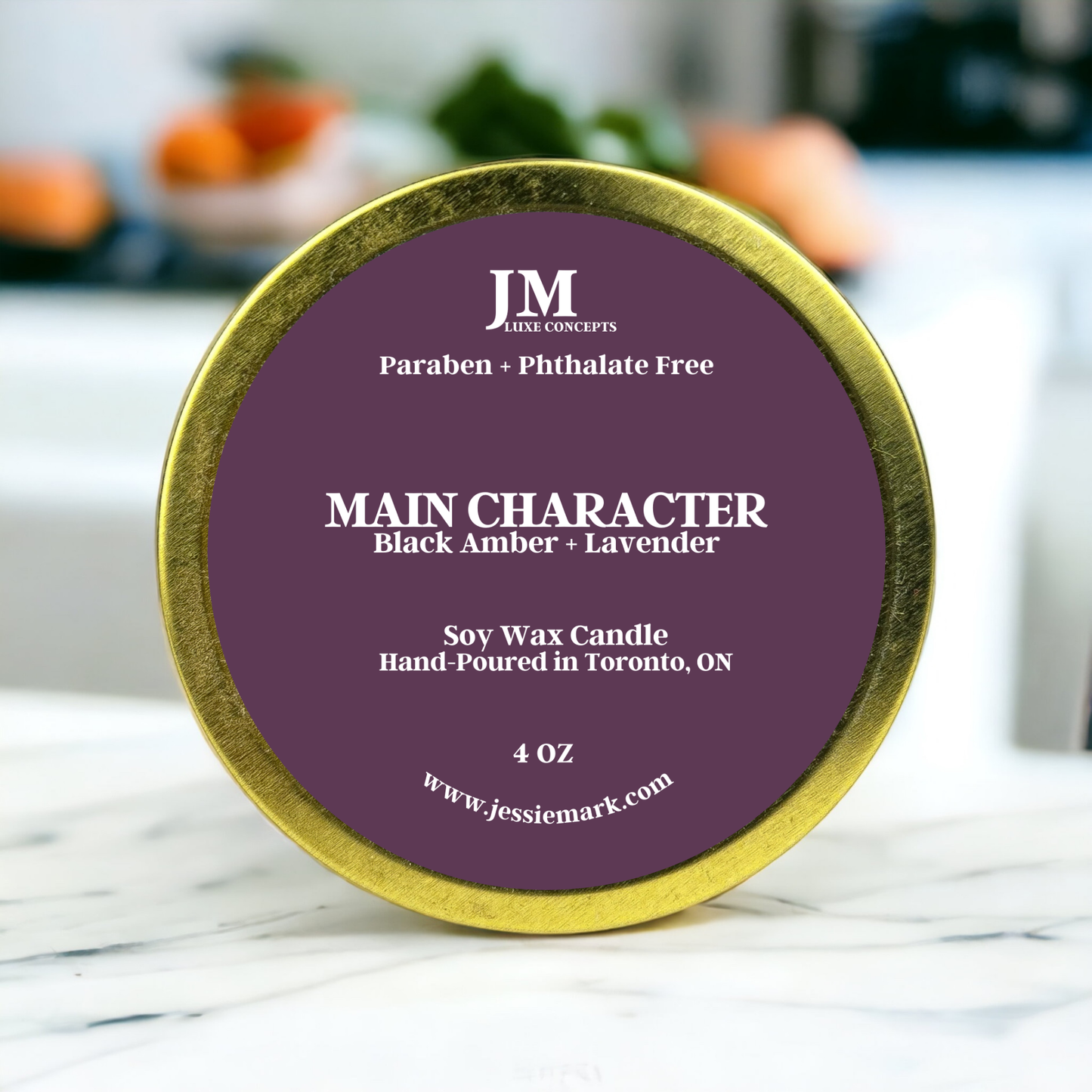 Black Amber & Lavender Travel Tin Candle – Calming and Luxurious Aroma with Wooden Wick, 4 oz Soy Wax