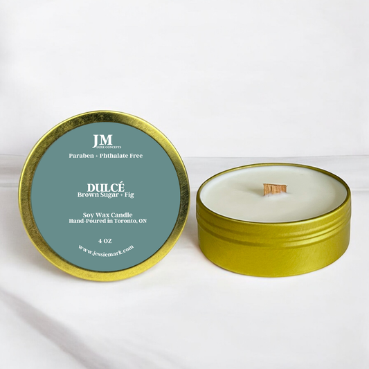 Brown Sugar & Fig Travel Tin Candle – Warm and Sweet Aroma with Wooden Wick, 4 oz Soy Wax