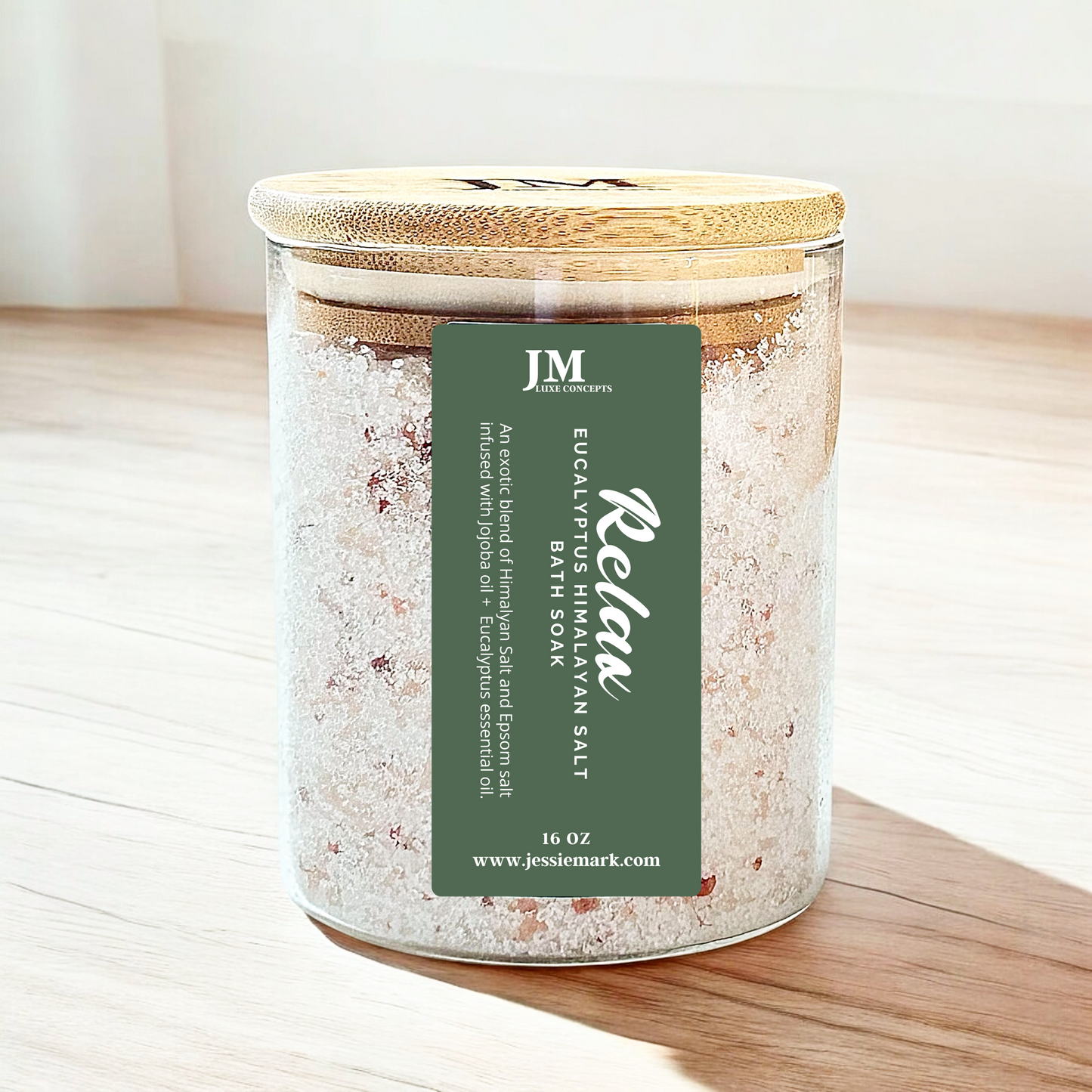 Eucalyptus Himalayan Pink Salt Epsom Bath Soak – Invigorating and Relaxing, 16 oz