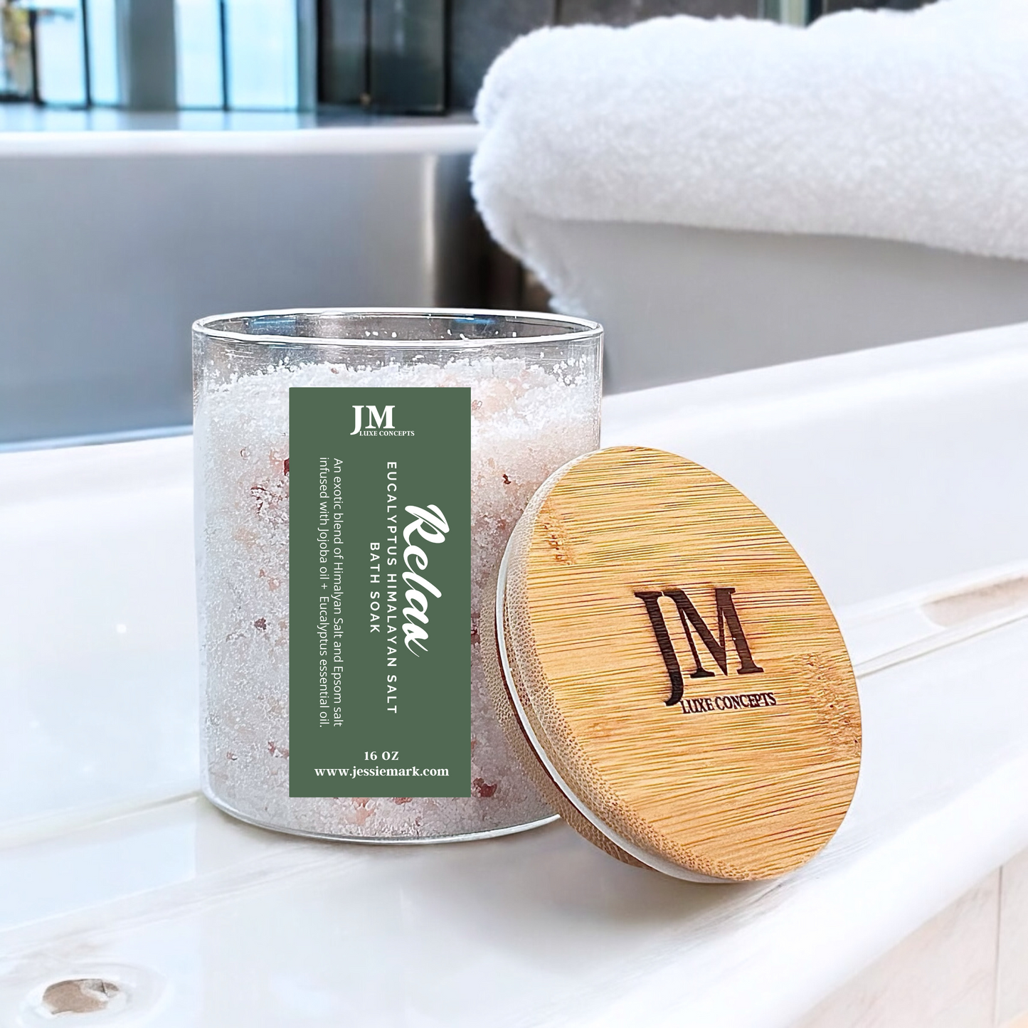 Eucalyptus Himalayan Pink Salt Epsom Bath Soak – Invigorating and Relaxing, 16 oz