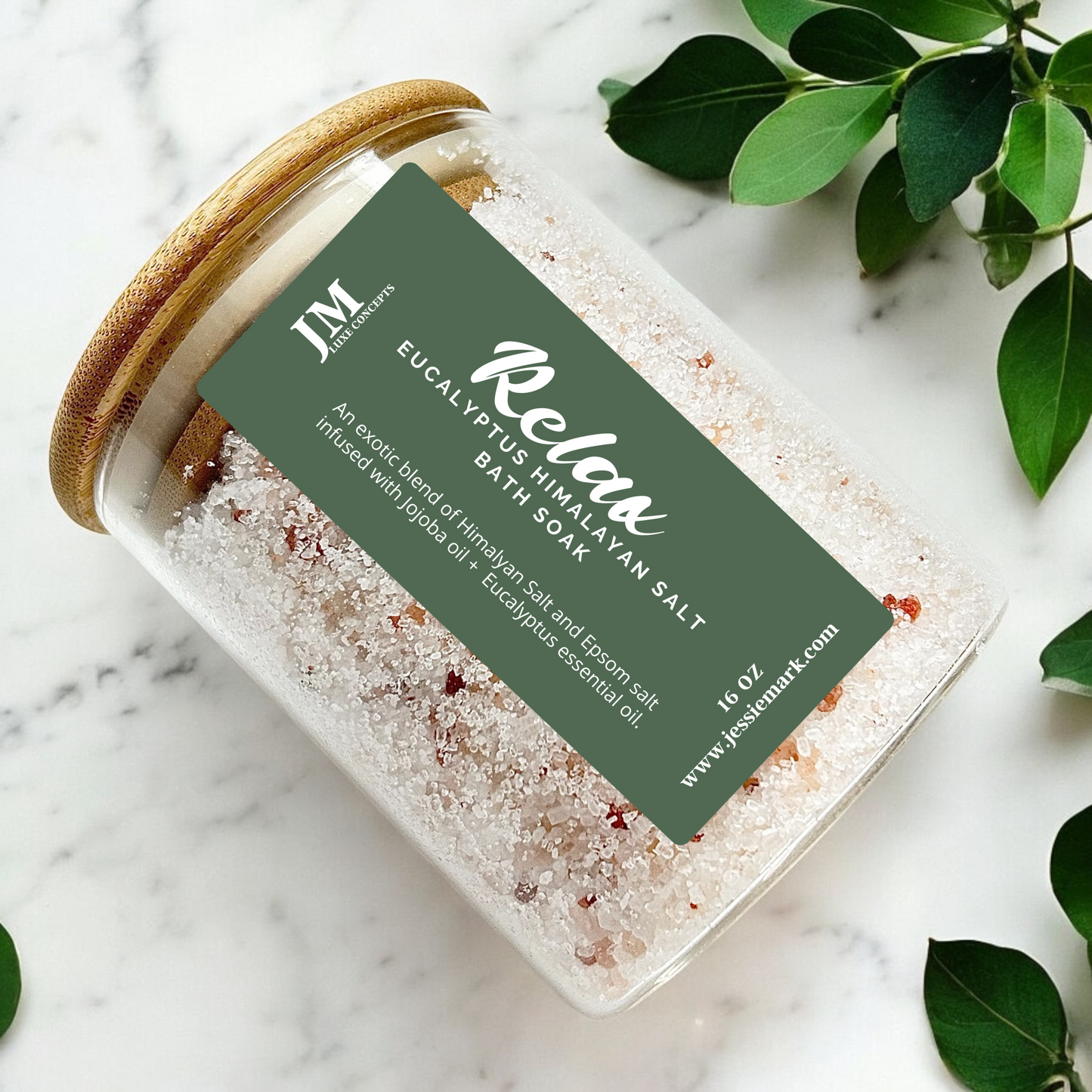 Eucalyptus Himalayan Pink Salt Epsom Bath Soak – Invigorating and Relaxing, 16 oz