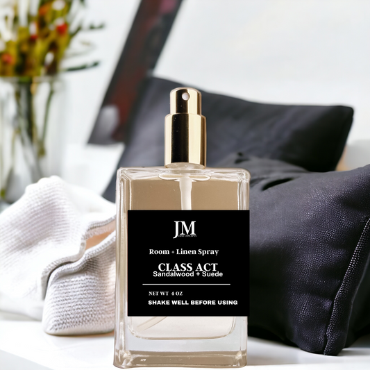 Sandalwood & Suede Room & Linen Spray – Warm, Woody & Inviting, 4oz