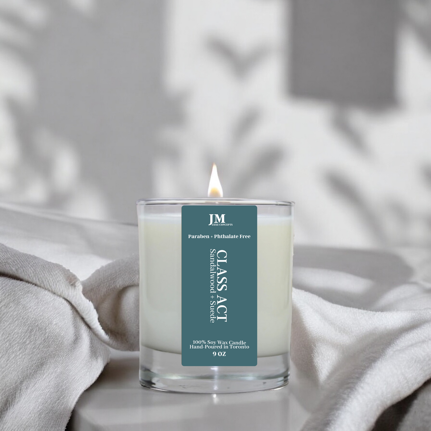 Sandalwood + Suede Scented  Soy Wax Candle with a Wooden Wick - Class Act
