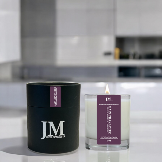 Black Amber & Lavender Scented Soy Candle with Wooden Wick – Sophisticated, Warm & Floral, 9oz