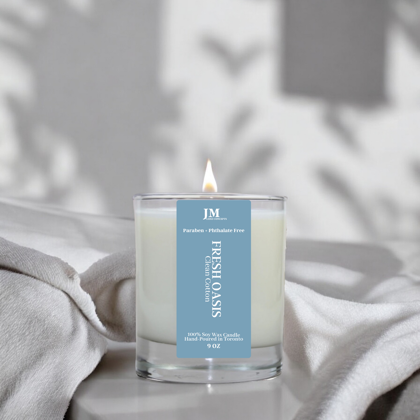 Clean Cotton Scented Soy Candle with Wooden Wick – Fresh, Crisp & Inviting, 9oz