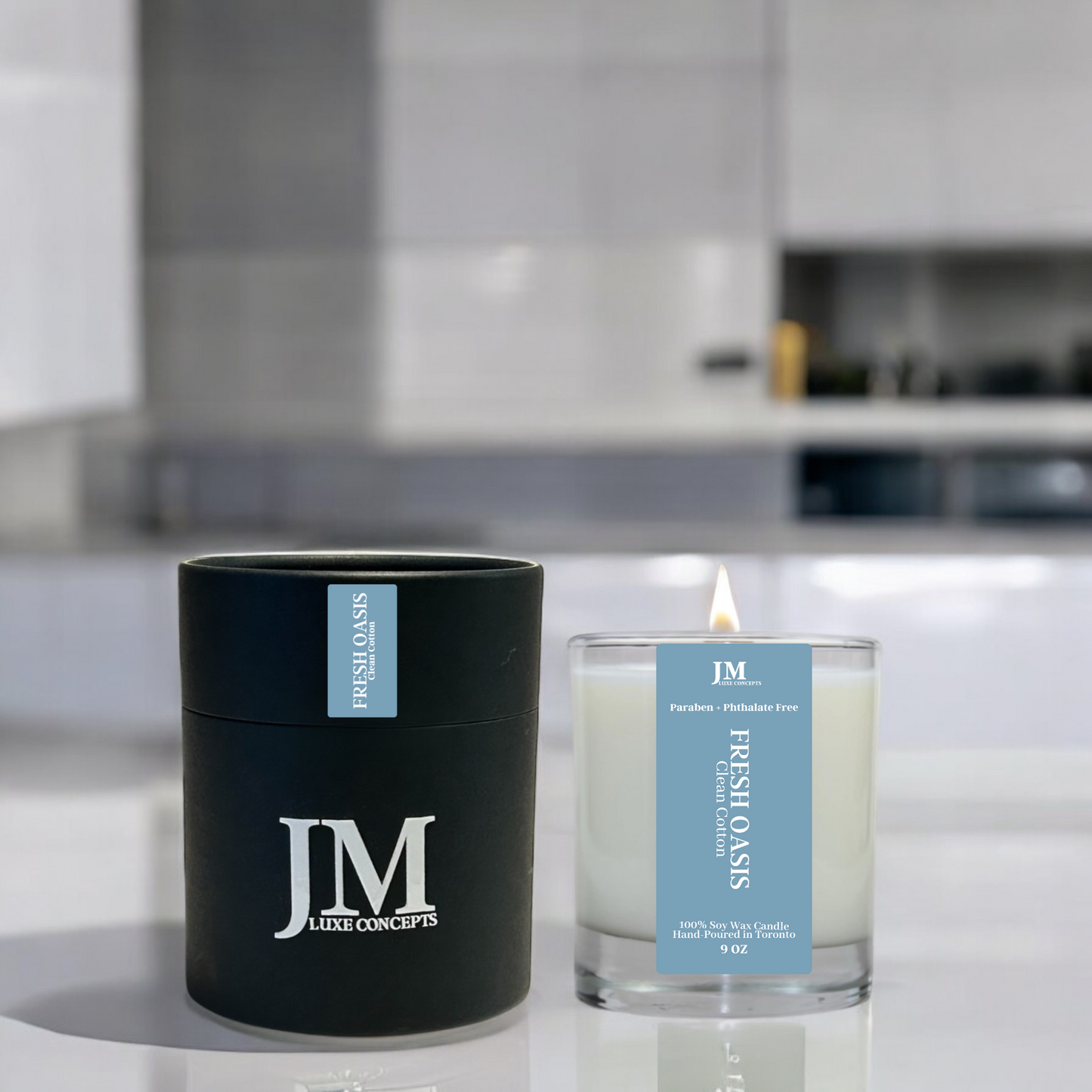 Clean Cotton Scented Soy Candle with Wooden Wick – Fresh, Crisp & Inviting, 9oz