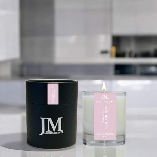 White Linen Scented Soy Candle with Wooden Wick – Fresh, Clean & Elegant, 9oz