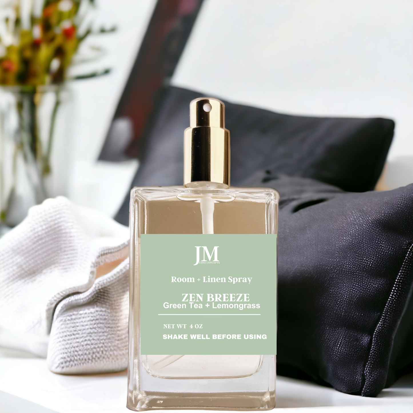Green Tea & Lemongrass Room & Linen Spray – Fresh, Aromatic & Uplifting, 4oz