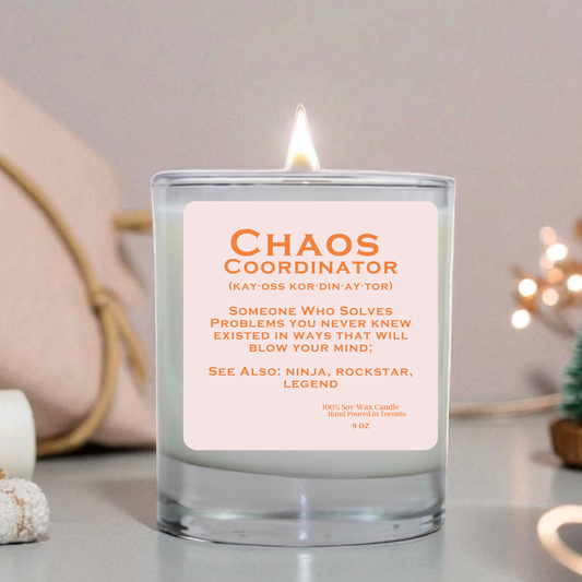 Chaos Coordinator Soy Candle | Funny Gift for Moms, Teachers, Bosses | Hand Poured Soy Wax Candle | Stress Relief Candle