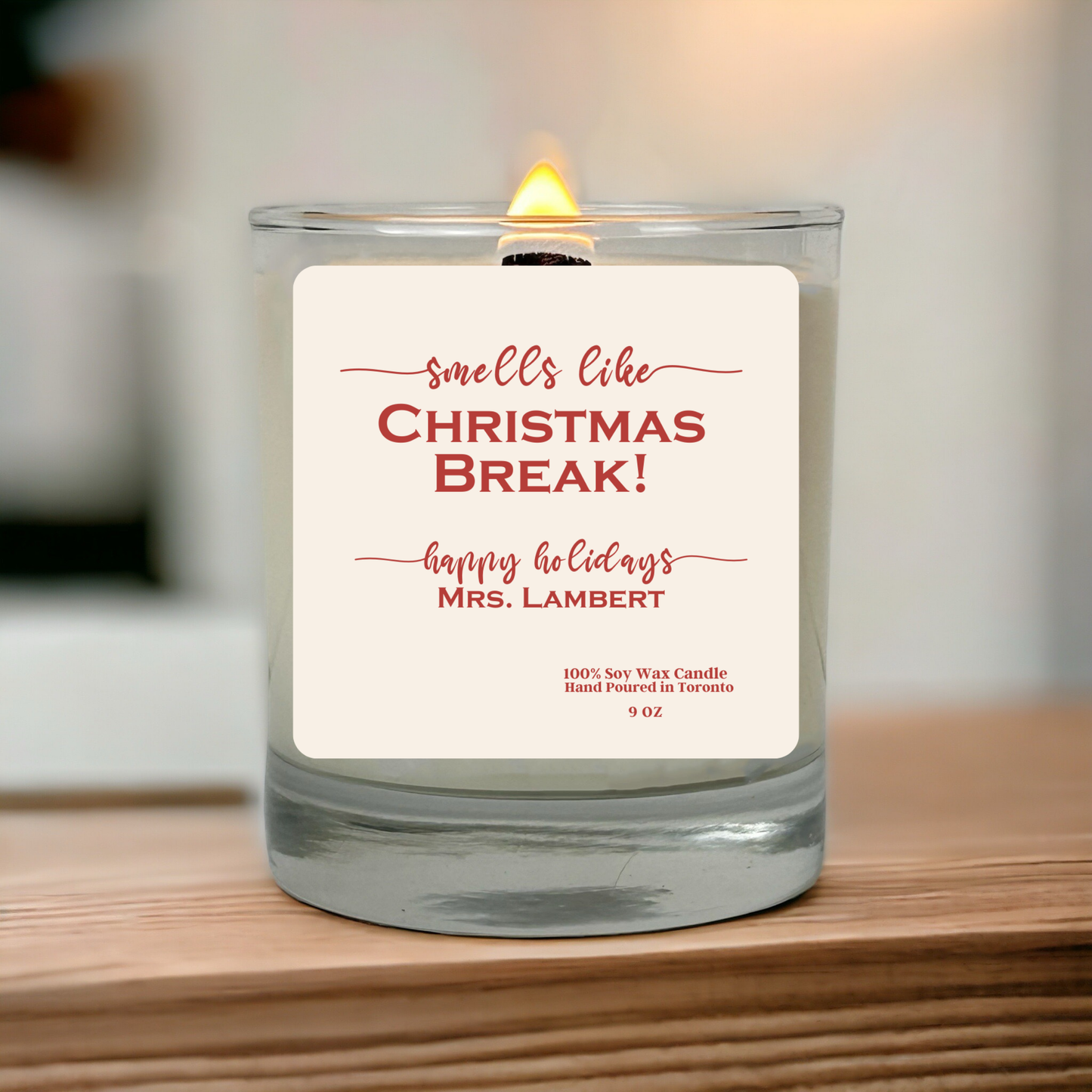 Smells Like Christmas Break Candle – Personalized Teacher Holiday Gift | Soy Wax