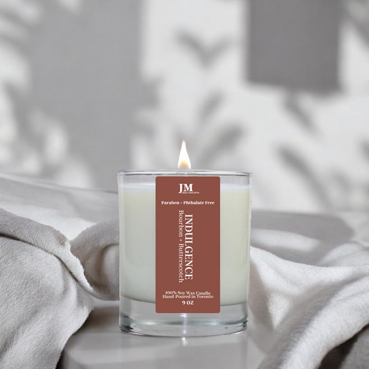 Bourbon + Butterscotch Scented Soy Candle with Wooden Wick – Rich, Sweet & Warm, 9oz