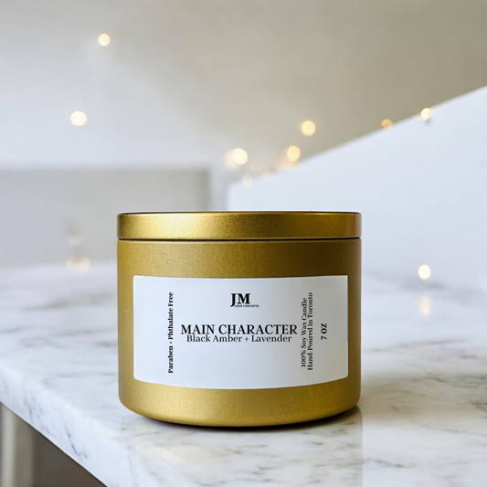 Black Amber + Lavender Scented Tin Candle - Main Character