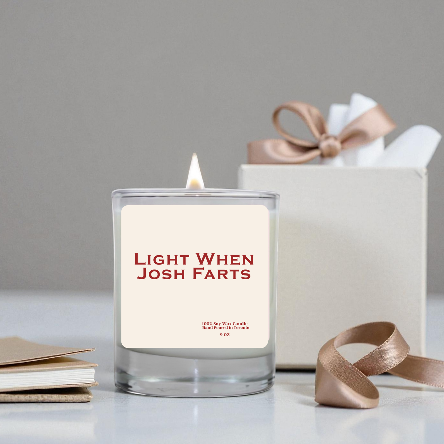 Funny Candle – Light When Josh Farts – Gag Gift, Personalized Soy Candle for Him, Joke Gift for Friends & Couples