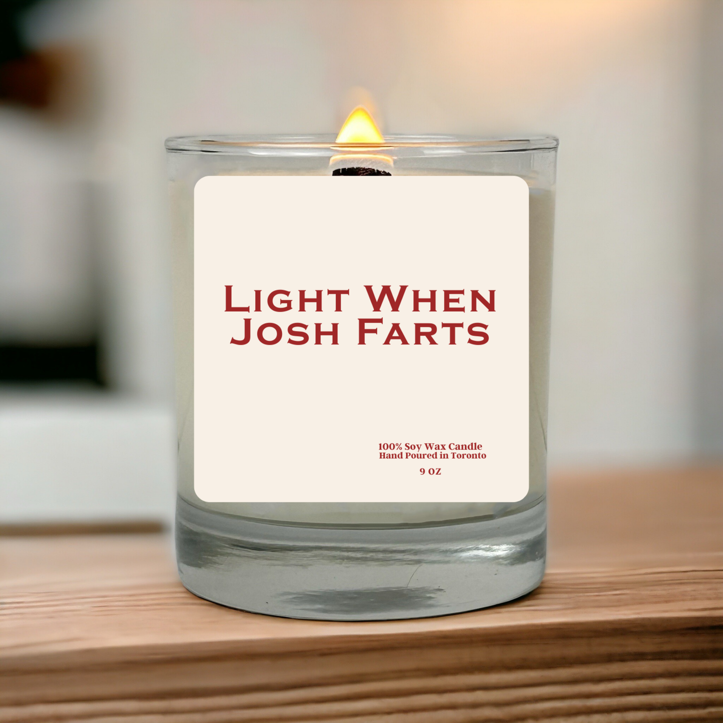 Funny Candle – Light When Josh Farts – Gag Gift, Personalized Soy Candle for Him, Joke Gift for Friends & Couples