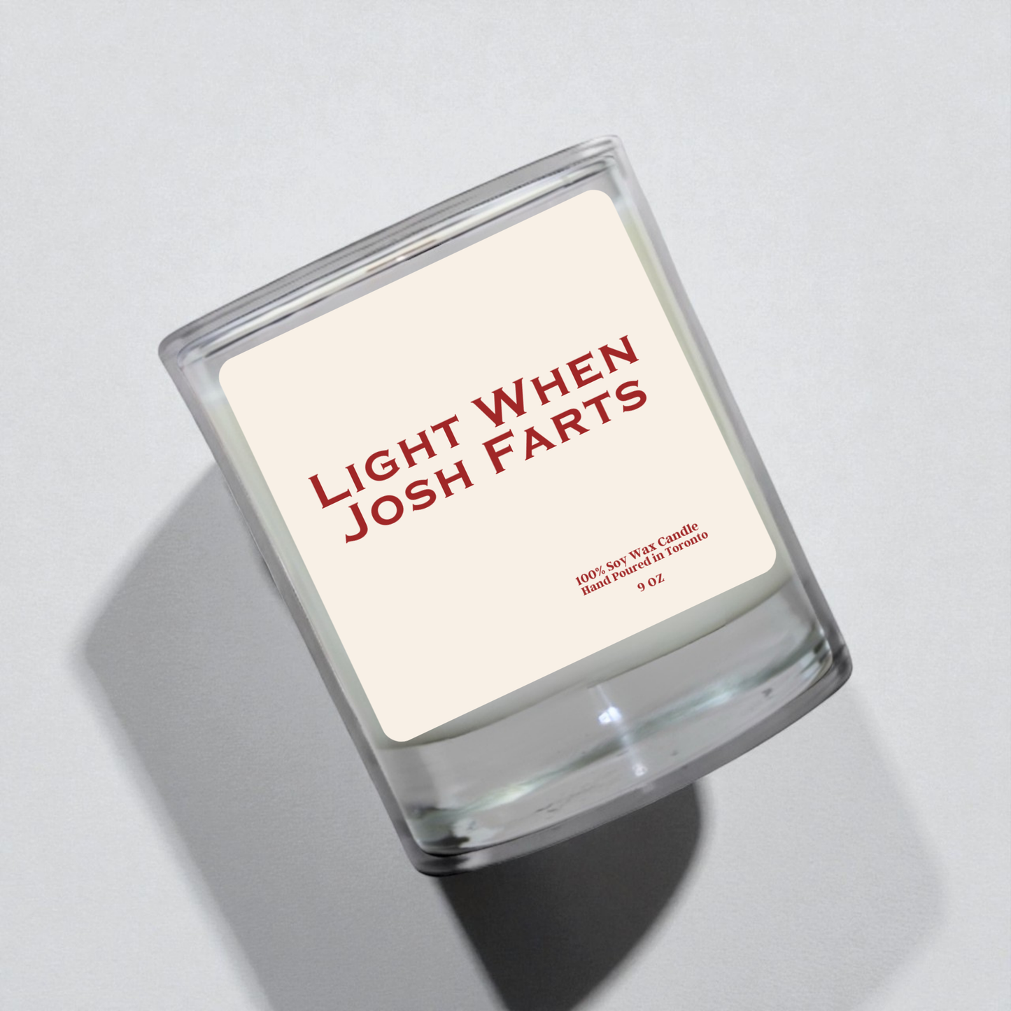 Funny Candle – Light When Josh Farts – Gag Gift, Personalized Soy Candle for Him, Joke Gift for Friends & Couples