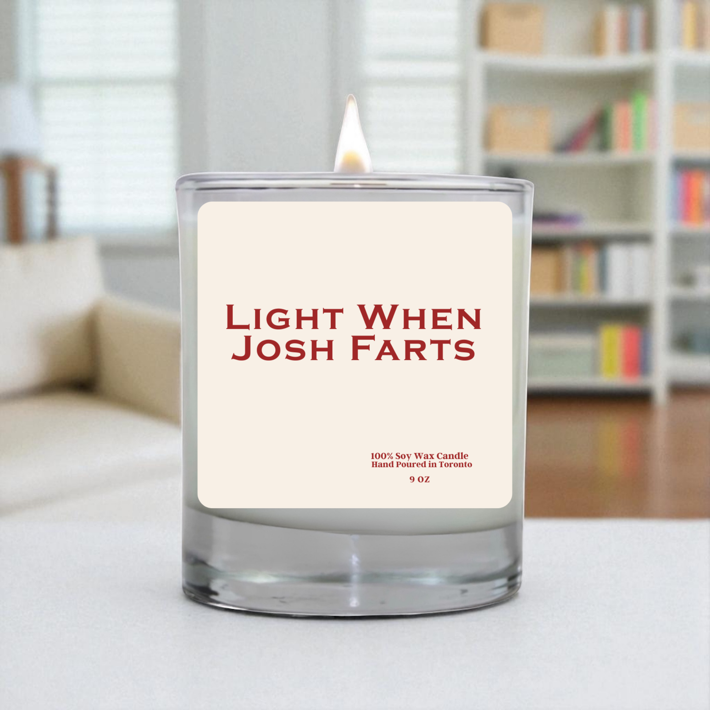 Funny Candle – Light When Josh Farts – Gag Gift, Personalized Soy Candle for Him, Joke Gift for Friends & Couples