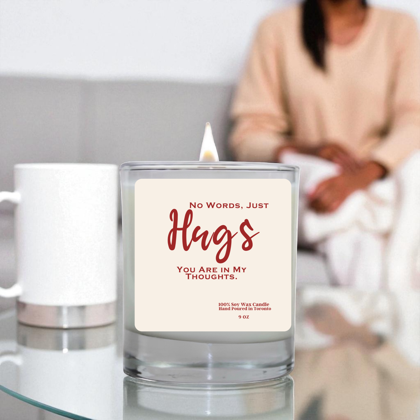 No Words Just Hugs Soy Candle | Sympathy Gift | Thinking of You Candle | Comfort Candle | Hand Poured Soy Wax | Gift from Toronto