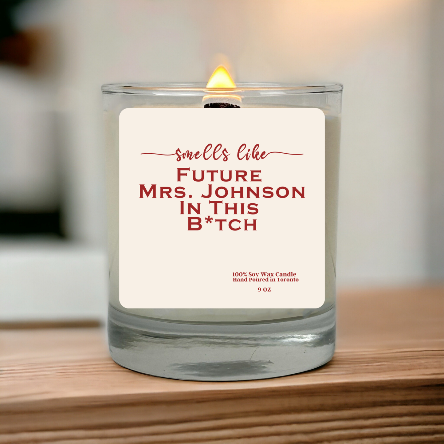 Funny Engagement Candle – Smells Like Future Mrs Johnson – Personalized Bride to Be Gift, Wedding, Bachelorette Party Favor